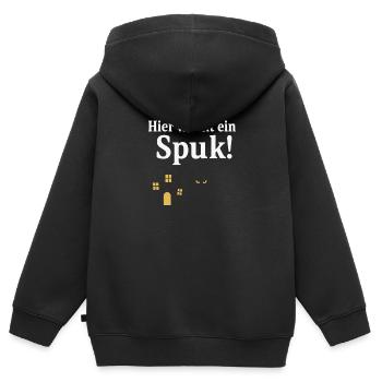 Maison pour chat au charme hanté - Sweat Premium à capuche zippé enfant bio - noir - Dos - AI Model Kid Male (0cm)