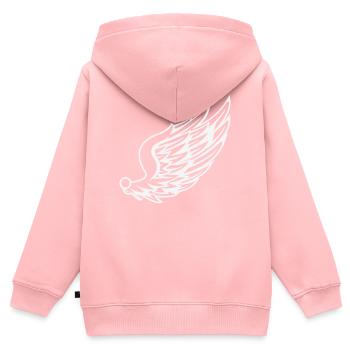 Ailes avec dessin de plumes dynamiques - Sweat Premium à capuche zippé enfant bio - rose - Dos - AI Model Kid Female (0cm)