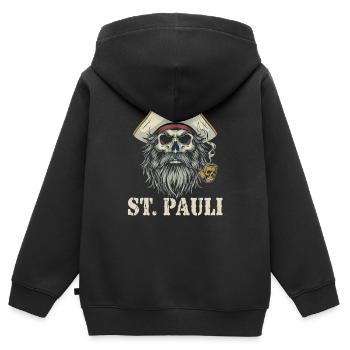 St.Pauli Kiez Hamburg Totenkopf Sankt Pauli - Sweat Premium à capuche zippé enfant bio - noir - Dos - AI Model Kid Male (0cm)