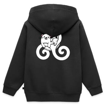 Bretonische Bretonische Hermine – Breizh Symbol Triskel - Kinder Premium Organic Zip Hoodie - Schwarz - Hinten - AI Model Kid Male (0cm)