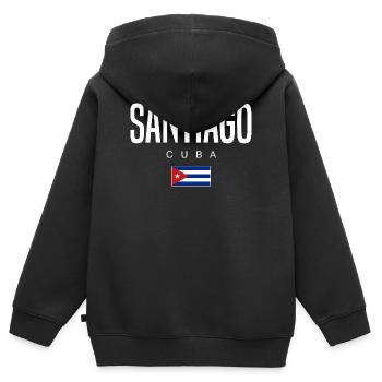 Santiago Kuba Kubaner - Kinder Premium Organic Zip Hoodie - Schwarz - Hinten - AI Model Kid Male (0cm)
