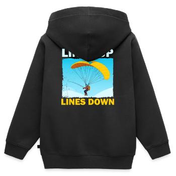 Parachutiste fracassant avec banderole - Sweat Premium à capuche zippé enfant bio - noir - Dos - AI Model Kid Male (0cm)