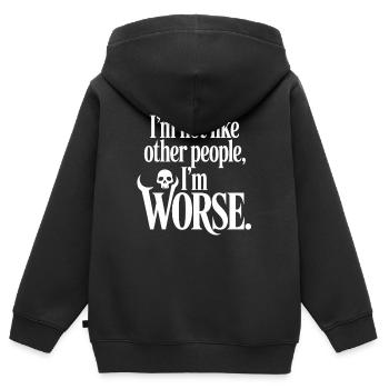 Je ne suis pas comme les autres, je suis pire Frech Gothic - Sweat Premium à capuche zippé enfant bio - noir - Dos - AI Model Kid Male (0cm)
