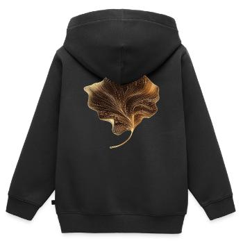 Elegantes Blatt - Kinder Premium Organic Zip Hoodie - Schwarz - Hinten - AI Model Kid Male (0cm)