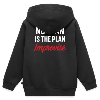 Message Motivante Pas de Plan - Sweat Premium à capuche zippé enfant bio - noir - Dos - AI Model Kid Male (0cm)