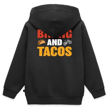 Biking und Tacos Design für Freizeit - Kinder Premium Organic Zip Hoodie - Schwarz - Hinten - AI Model Kid Male (0cm)