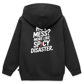 Heißes Chaos? Eher wie Spicy Disaster - Kinder Premium Organic Zip Hoodie - Schwarz - Hinten - AI Model Kid Male (0cm)