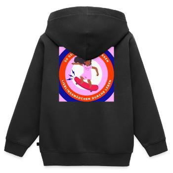 Starke Lieblingsmädchen – Bunte Skateboard-Illustr - Kinder Premium Organic Zip Hoodie - Schwarz - Hinten - AI Model Kid Male (0cm)