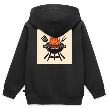 Feuriger Grillabend - Kinder Premium Organic Zip Hoodie - Schwarz - Hinten - AI Model Kid Male (0cm)