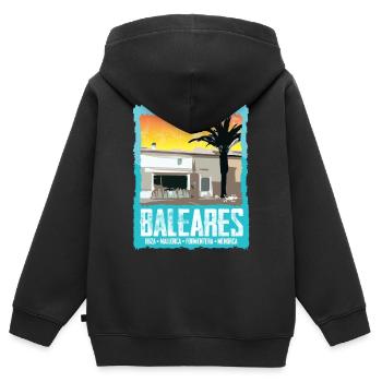 Balearen Sonnenuntergang Silhouette - Kinder Premium Organic Zip Hoodie - Schwarz - Hinten - AI Model Kid Male (0cm)
