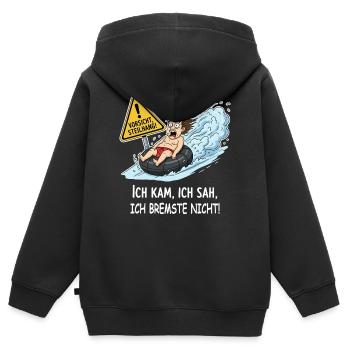 Je n'ai pas freiné - Sweat Premium à capuche zippé enfant bio - noir - Dos - AI Model Kid Male (0cm)