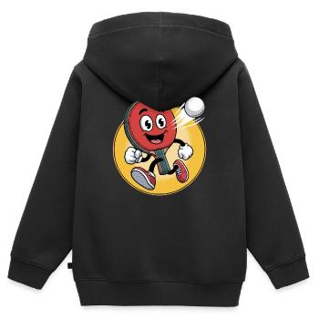 Table Tennis Cartoon Design - Kinder Premium Organic Zip Hoodie - Schwarz - Hinten - AI Model Kid Male (0cm)