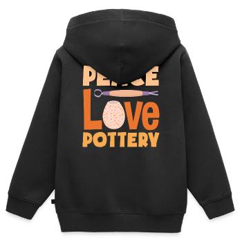 Frieden Liebe Töpferei Kunsthandwerk - Kinder Premium Organic Zip Hoodie - Schwarz - Hinten - AI Model Kid Male (0cm)