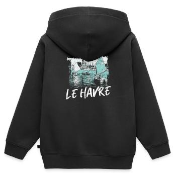 Le Havre Port und Voiles Écume - Kinder Premium Organic Zip Hoodie - Schwarz - Hinten - AI Model Kid Male (0cm)