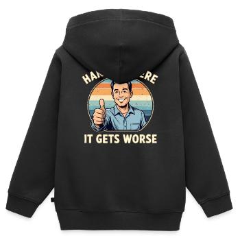 Bleib dran, es wird schlimmer - Kinder Premium Organic Zip Hoodie - Schwarz - Hinten - AI Model Kid Male (0cm)