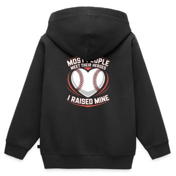 La plupart des gens rencontrent leurs héros J’ai élevé le mien - Sweat Premium à capuche zippé enfant bio - noir - Dos - AI Model Kid Male (0cm)