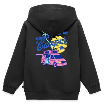 La maison est là où mon camping-car est le design de fourgon - Sweat Premium à capuche zippé enfant bio - noir - Dos - AI Model Kid Male (0cm)