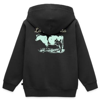 Milchkuh aus La Dolce Vita im Negativ - Kinder Premium Organic Zip Hoodie - Schwarz - Hinten - AI Model Kid Male (0cm)