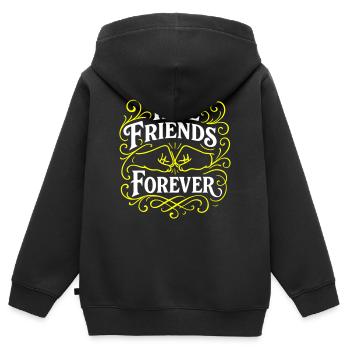 Des amis fidèles pour toujours - Sweat Premium à capuche zippé enfant bio - noir - Dos - AI Model Kid Male (0cm)