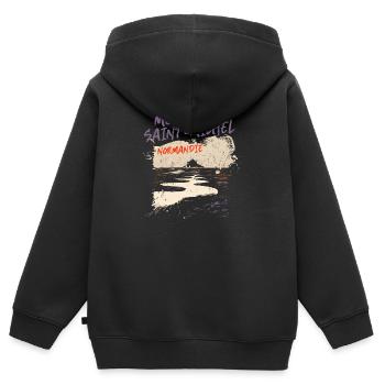 Mont Saint-Michel, Normandie - Kinder Premium Organic Zip Hoodie - Schwarz - Hinten - AI Model Kid Male (0cm)