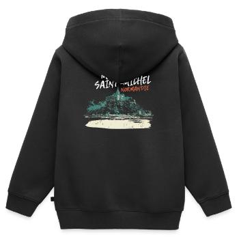 Stilisierter Mont Saint-Michel - Kinder Premium Organic Zip Hoodie - Schwarz - Hinten - AI Model Kid Male (0cm)