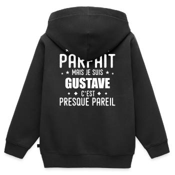 Gustave: authentisch, unvollkommen, oberflächlich, perfekt - Kinder Premium Organic Zip Hoodie - Schwarz - Hinten - AI Model Kid Male (0cm)