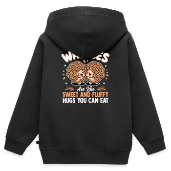 Gaufres sucrées Relation gaufre moelleuse - Sweat Premium à capuche zippé enfant bio - noir - Dos - AI Model Kid Male (0cm)
