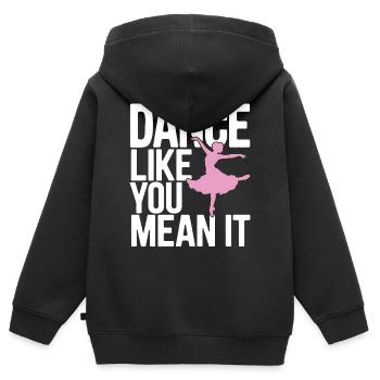 Dansez comme vous le pensez Typographie Design - Sweat Premium à capuche zippé enfant bio - noir - Dos - AI Model Kid Male (0cm)