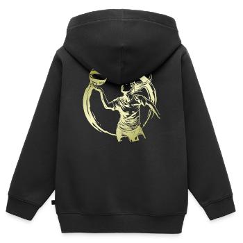 Volleyball Spielerin Silhouette - Kinder Premium Organic Zip Hoodie - Schwarz - Hinten - AI Model Kid Male (0cm)