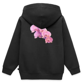 orchidée rose isolé clipart - Sweat Premium à capuche zippé enfant bio - noir - Dos - AI Model Kid Male (0cm)
