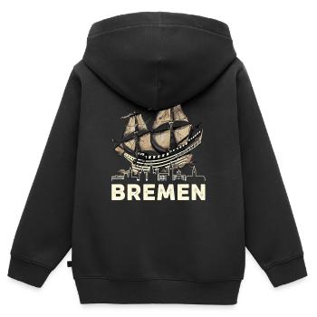Historische Bremer Hansekogge  - Kinder Premium Organic Zip Hoodie - Schwarz - Hinten - AI Model Kid Male (0cm)