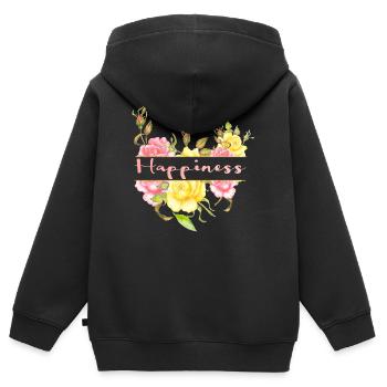 Happiness - Kinder Premium Organic Zip Hoodie - Schwarz - Hinten - AI Model Kid Male (0cm)