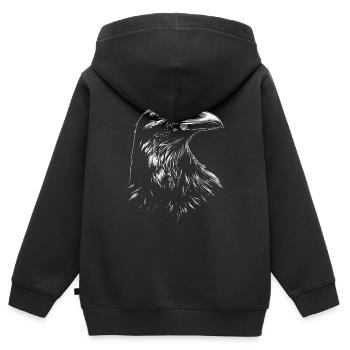 Corbeau, Corbeau, Oiseau, Corbeau Corbeau, Choucas, Corbeau noir - Sweat Premium à capuche zippé enfant bio - noir - Dos - AI Model Kid Male (0cm)