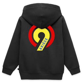 Ariège 09 - Kinder Premium Organic Zip Hoodie - Schwarz - Hinten - AI Model Kid Male (0cm)