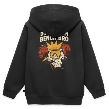 Développé couché Mememe Discover Me Bro Gym - Sweat Premium à capuche zippé enfant bio - noir - Dos - AI Model Kid Male (0cm)