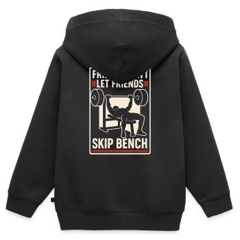Développé couché Mememe Discover Me Bro Gym - Sweat Premium à capuche zippé enfant bio - noir - Dos - AI Model Kid Male (0cm)