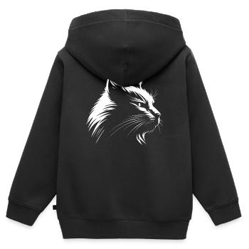Katze weiß :-) - Kinder Premium Organic Zip Hoodie - Schwarz - Hinten - AI Model Kid Male (0cm)