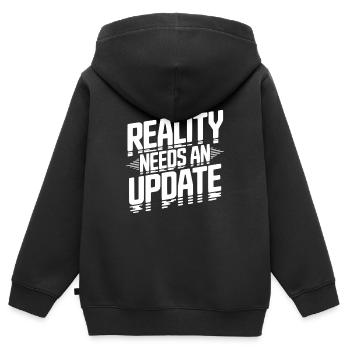 Reality Needs an Update - Kids Premium Organic Zip-up Hoodie - black - Back - AI Model Kid Male (0cm)