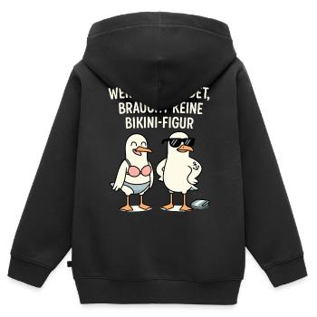 Nu Bain Bikini Figure Dire - Sweat Premium à capuche zippé enfant bio - noir - Dos - AI Model Kid Male (0cm)