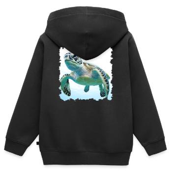 Unterwasser Schildkroeten Nahaufnahme - Kinder Premium Organic Zip Hoodie - Schwarz - Hinten - AI Model Kid Male (0cm)