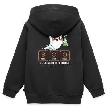 Buh — Das Überraschungsmoment — Chemie Spooky P - Kinder Premium Organic Zip Hoodie - Schwarz - Hinten - AI Model Kid Male (0cm)
