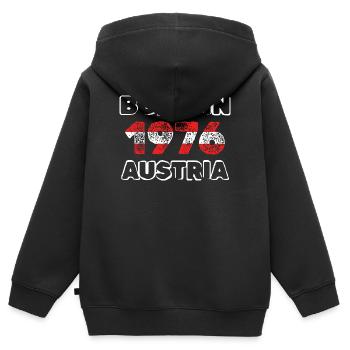 1976 - Kinder Premium Organic Zip Hoodie - Schwarz - Hinten - AI Model Kid Male (0cm)