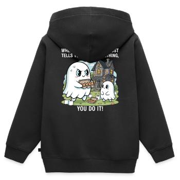 Mein Lieblingsgeist - Kinder Premium Organic Zip Hoodie - Schwarz - Hinten - AI Model Kid Male (0cm)