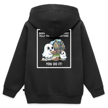 Mein Lieblingsgeist - Kinder Premium Organic Zip Hoodie - Schwarz - Hinten - AI Model Kid Male (0cm)