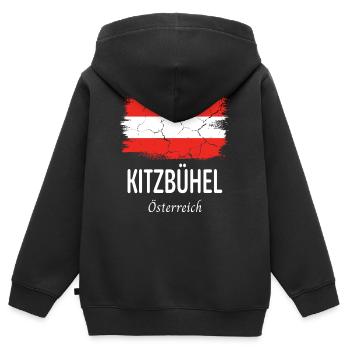 Kitzbühel - Kinder Premium Organic Zip Hoodie - Schwarz - Hinten - AI Model Kid Male (0cm)