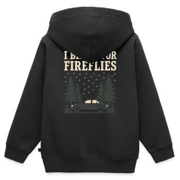 Luciole Nuit Nuit Glow Bug Nostalgique - Sweat Premium à capuche zippé enfant bio - noir - Dos - AI Model Kid Male (0cm)