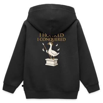 Funny Gänse Meme Chaos Honk Zertifiziert Albern - Kinder Premium Organic Zip Hoodie - Schwarz - Hinten - AI Model Kid Male (0cm)