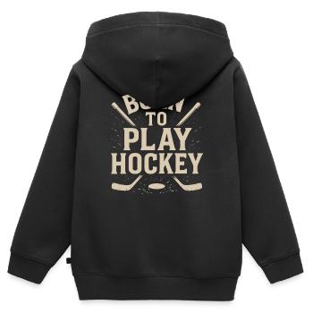 Né pour jouer au hockey - Sweat Premium à capuche zippé enfant bio - noir - Dos - AI Model Kid Male (0cm)