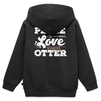 Seeotter Cartoon Frieden Liebe - Kinder Premium Organic Zip Hoodie - Schwarz - Hinten - AI Model Kid Male (0cm)