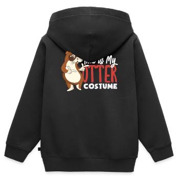 Seeotter Kostüm - Kinder Premium Organic Zip Hoodie - Schwarz - Hinten - AI Model Kid Male (0cm)